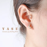 Yasu 925 Sterling Silver Moon Pearl Earrings 18k Plating