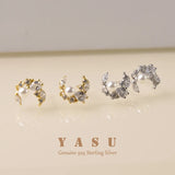 Yasu 925 Sterling Silver Moon Pearl Earrings 18k Plating