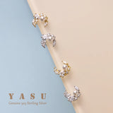 Yasu 925 Sterling Silver Moon Pearl Earrings 18k Plating