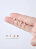 Yasu Arrival Blossom Diamond Drop Earrings 925 Silver 18K Plating