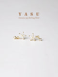 Yasu Arrival Blossom Diamond Drop Earrings 925 Silver 18K Plating