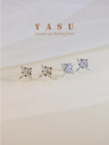 Yasu 925 Silver Crystal Stud Earrings Romantic Sweet Party Wedding Jewelry
