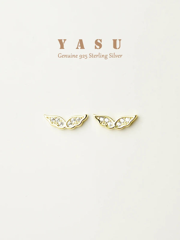 Yasu Angel's Wings Stud Earrings - 925 Sterling Silver 14K Plated