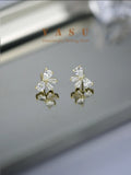 Yasu 925 Silver 14K Plated Crystal Diamond Bowknot Earrings