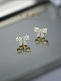 Yasu 925 Silver 14K Plated Crystal Diamond Bowknot Earrings