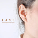 Yasu 925 Silver Leaf Stud Earrings 18K Plated with Crystal