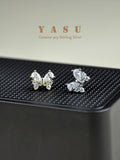 Yasu 925 Silver Diamond Butterfly Stud Earrings for Women