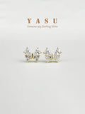 Yasu 925 Silver Diamond Butterfly Stud Earrings for Women