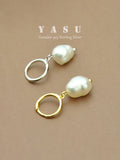Yasu Baroque Pear Hoop Earrings 925 Silver 14K Plated Fine Jewelry