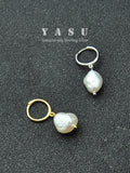 Yasu Baroque Pear Hoop Earrings 925 Silver 14K Plated Fine Jewelry