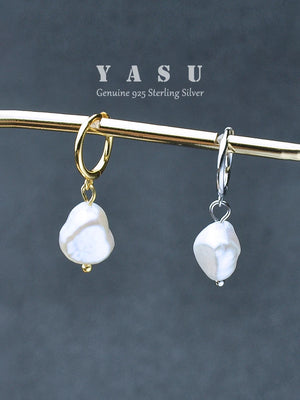 Yasu Baroque Pear Hoop Earrings 925 Silver 14K Plated Fine Jewelry