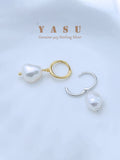 Yasu Baroque Pear Hoop Earrings 925 Silver 14K Plated Fine Jewelry