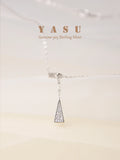 Yasu 925 Silver Triangle Pendant Crystal Necklace Women Adjustable