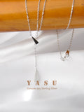 Yasu 925 Silver Triangle Pendant Crystal Necklace Women Adjustable