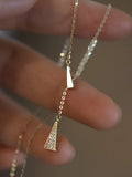 Yasu 925 Silver Triangle Pendant Crystal Necklace Women Adjustable