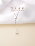 Yasu 925 Silver Triangle Pendant Crystal Necklace Women Adjustable