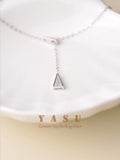 Yasu 925 Silver Triangle Pendant Crystal Necklace Women Adjustable