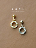 Yasu 925 Silver Diamond Circle Stud Earrings Women 14k Plated Jewelry