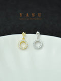 Yasu 925 Silver Diamond Circle Stud Earrings Women 14k Plated Jewelry