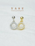 Yasu 925 Silver Diamond Circle Stud Earrings Women 14k Plated Jewelry