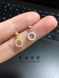 Yasu 925 Silver Diamond Circle Stud Earrings Women 14k Plated Jewelry