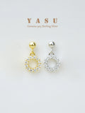 Yasu 925 Silver Diamond Circle Stud Earrings Women 14k Plated Jewelry