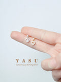Yasu 925 Silver Diamond Heart Drop Earrings 14k Plated Wedding Jewelry