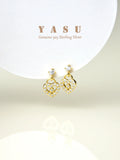 Yasu 925 Silver Diamond Heart Drop Earrings 14k Plated Wedding Jewelry