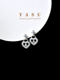 Yasu 925 Silver Diamond Heart Drop Earrings 14k Plated Wedding Jewelry