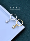 Yasu 925 Silver Diamond Hoops Drop Earrings 14K Plating