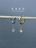 Yasu 925 Silver Diamond Hoops Drop Earrings 14K Plating