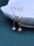 Yasu 925 Silver Diamond Hoops Drop Earrings 14K Plating