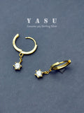 Yasu 925 Silver Diamond Hoops Drop Earrings 14K Plating