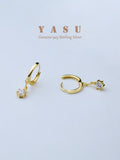 Yasu 925 Silver Diamond Hoops Drop Earrings 14K Plating