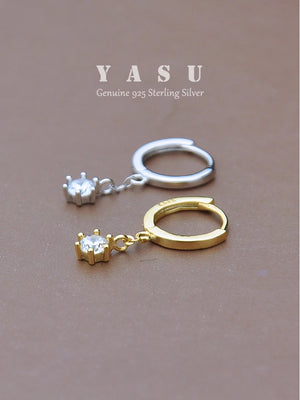 Yasu 925 Silver Diamond Hoops Drop Earrings 14K Plating