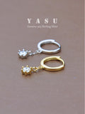 Yasu 925 Silver Diamond Hoops Drop Earrings 14K Plating