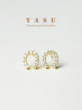 Yasu 925 Sterling Silver Diamond Horseshoe Stud Earrings