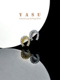 Yasu 925 Sterling Silver Diamond Horseshoe Stud Earrings