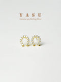 Yasu 925 Sterling Silver Diamond Horseshoe Stud Earrings