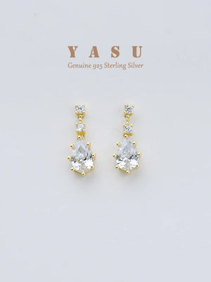 Yasu Silver Drop Water Earrings Sparkling Drop Earrings