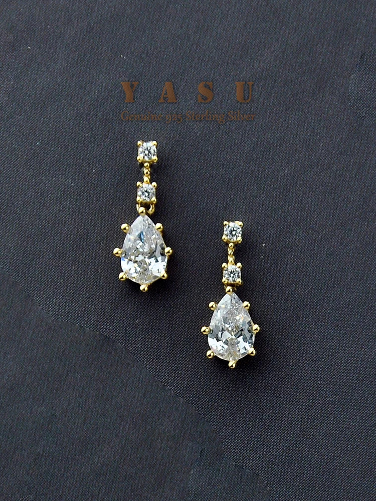 Yasu Silver Drop Water Earrings Sparkling Drop Earrings