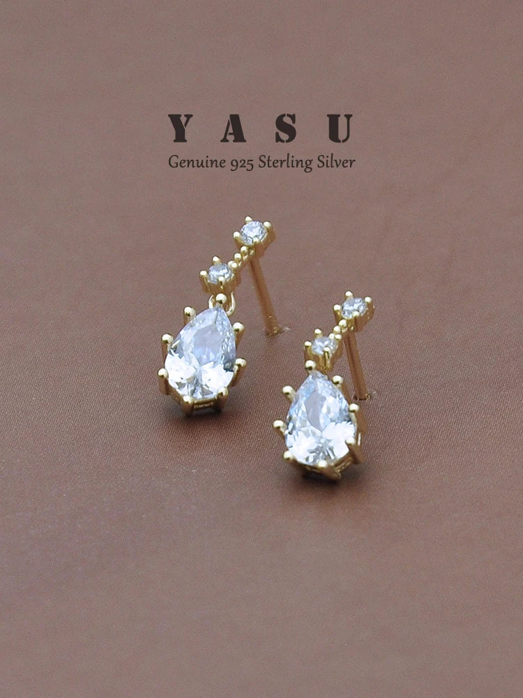 Yasu Silver Drop Water Earrings Sparkling Drop Earrings