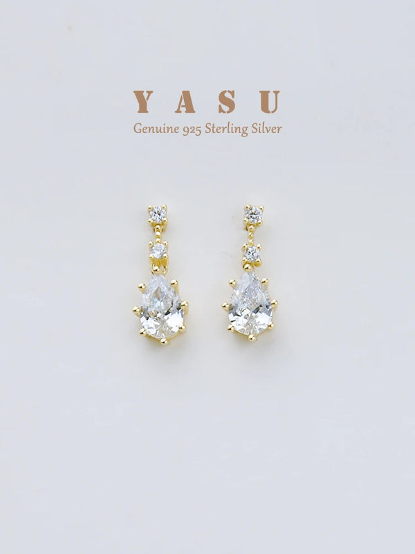 Yasu Silver Drop Water Earrings Sparkling Drop Earrings
