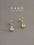 Yasu Silver Drop Water Earrings Sparkling Drop Earrings