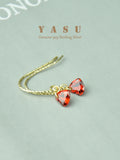 Yasu 925 Silver Earrings Crystal Ruby Heart Drop - 14k Plated