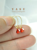 Yasu 925 Silver Earrings Crystal Ruby Heart Drop - 14k Plated
