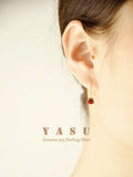 Yasu 925 Silver Earrings Crystal Ruby Heart Drop - 14k Plated