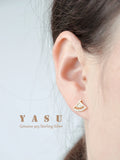 Yasu 925 Silver Fan Zirconia Stud Earrings 14K Plated