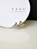 Yasu 925 Silver Fan Zirconia Stud Earrings 14K Plated