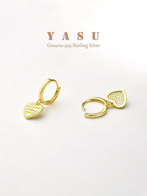 YASU 925 Sterling Silver 14k Plating Heart Hoops Earrings